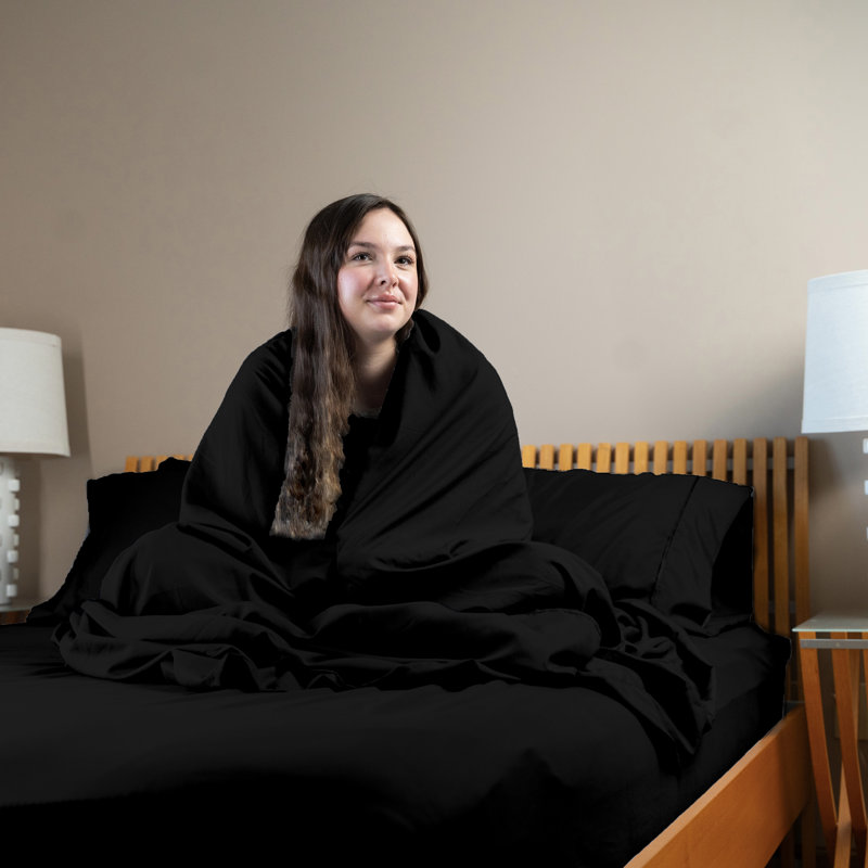 Ultra Soft Bamboo Sheet Set - 4 Pc Set - Wrinkle Resistant - Cooling Sheets with Deep Pockets, Black
