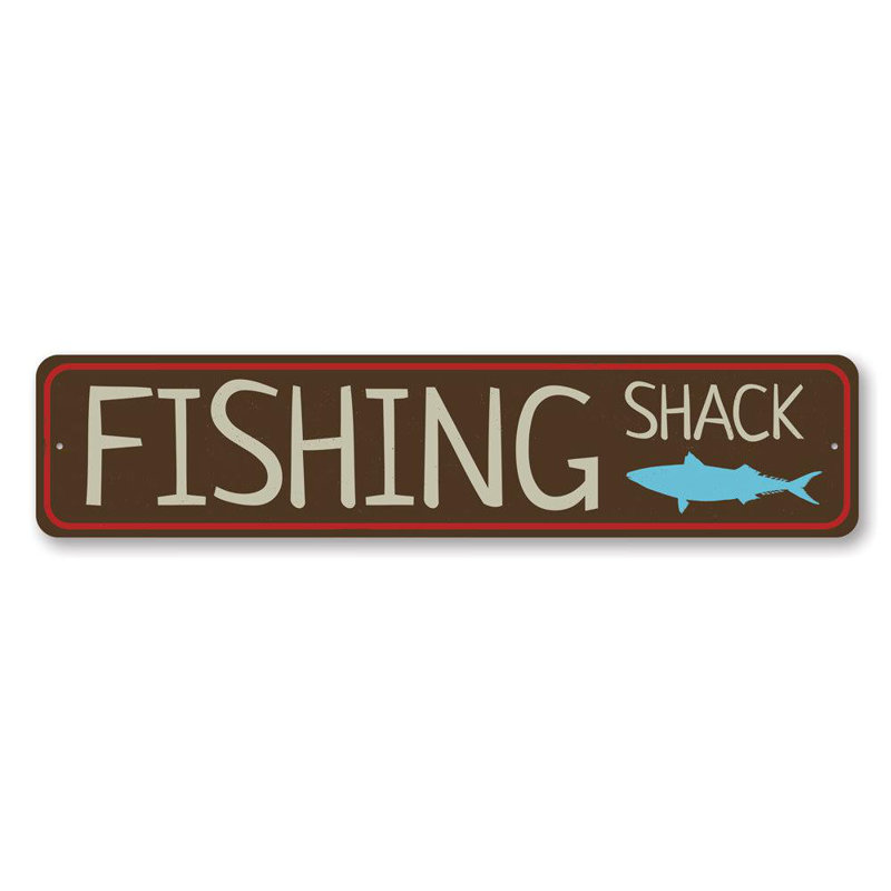 Fishing Shack Street Custom Aluminum Sign, 4" H x 18" W x 0.04" D