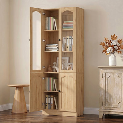 80"H x 23.6"W Bookcase with Adjustable Shelves and Glass Door
