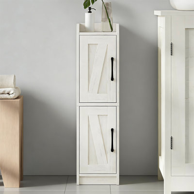 Bathroom Storage Cabinet, Small Corner Floor Cabinet With Door, Adjustable Shelves For Small Spaces - Rustic White
