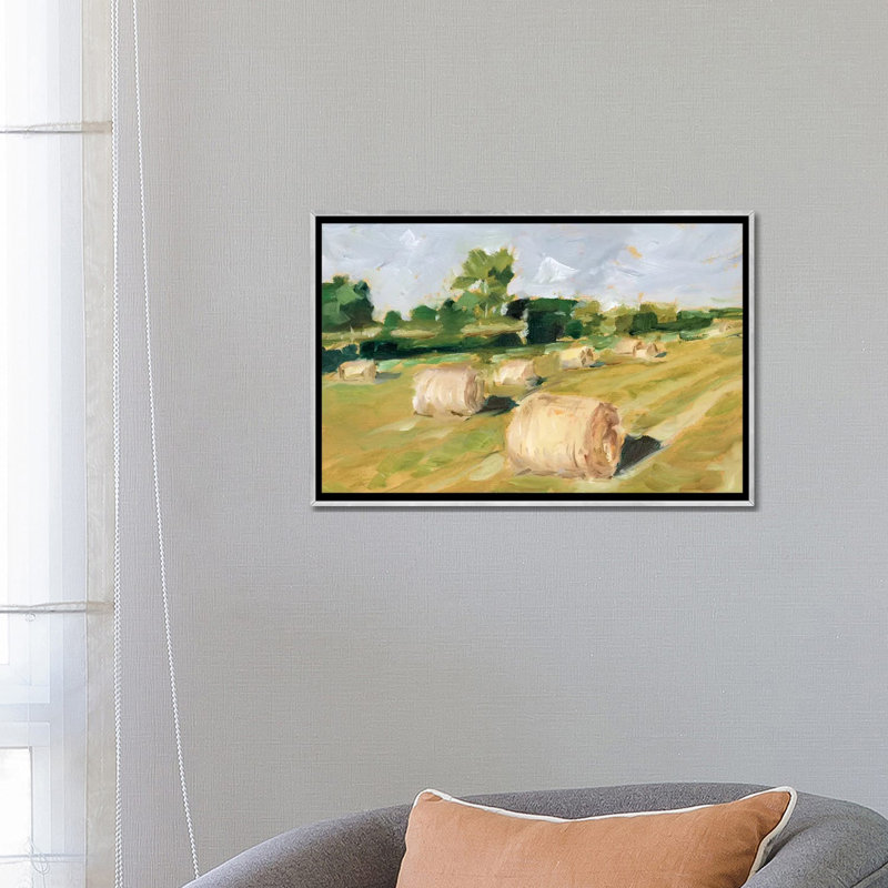 "Hay Field II" par Ethan Harper, reproduction d’art, Toile avec cadre argenté, H 18 po x l 26 po x P 1,5 po, Pas de tapis