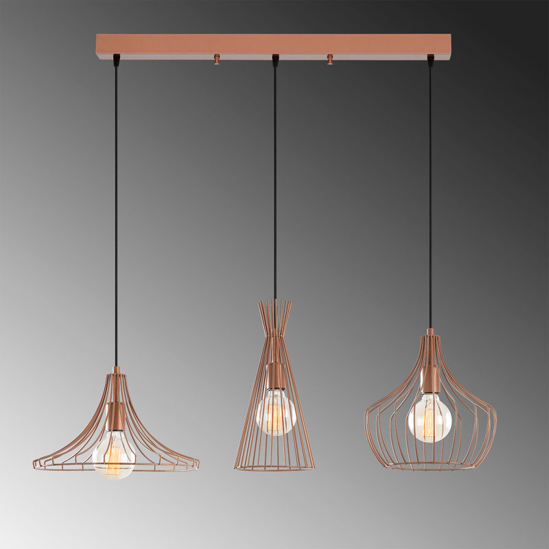 Lustre carré / rectangulaire à 3 lumières pour îlot de cuisine Sidnie