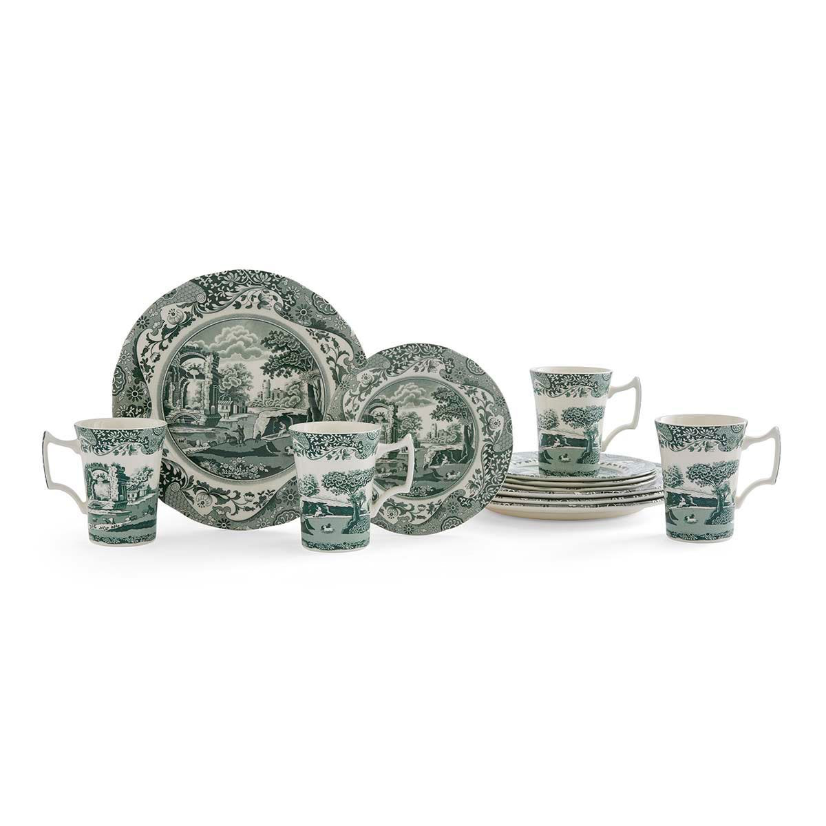 Heritage Green Italian 12-Piece Dinnerware Set