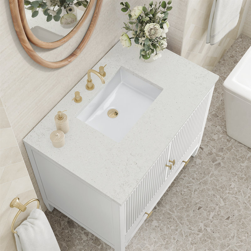 Myrrin 36'' W Single Vanity, Bright White, Lime Delight, 8" Widespread