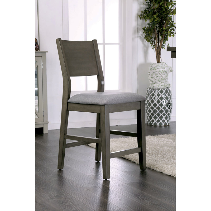 Ensemble de chaises de salle à manger grises à hauteur de comptoir rembourrées en tissu de 2 pièces