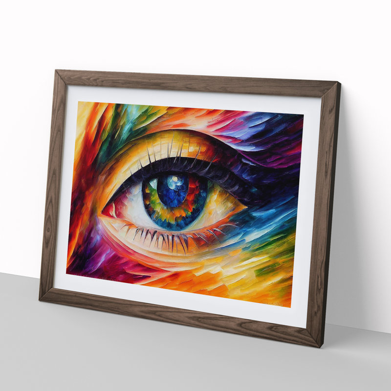 Shimmering Human Eye Abstract - Framed Print, 34cm H x 46cm W x 2cm D, Walnut