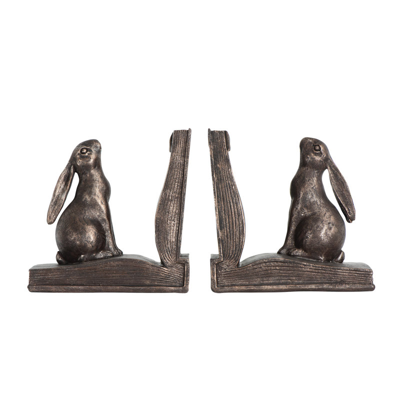 Lethe Decorative Rustic Resin Rabbit on Book Bookends