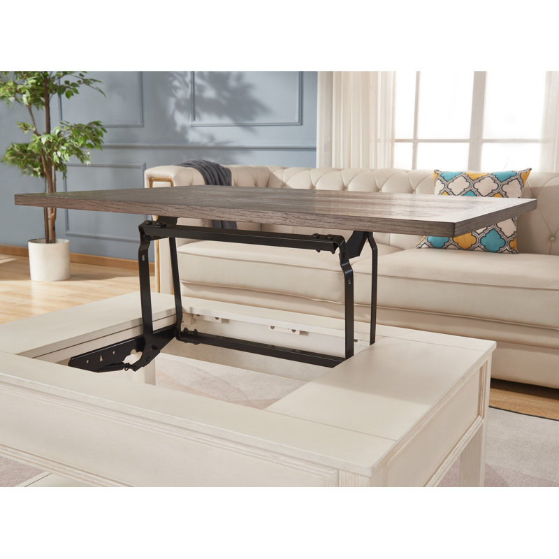 Table basse avec plateau relevable, Blanc