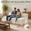 Canapé-lit futon double convertible pleine grandeur, canapé-lit beige avec poignée, coussins amovibles et housse lavable pour les petits espaces-1122044604-1122044606
