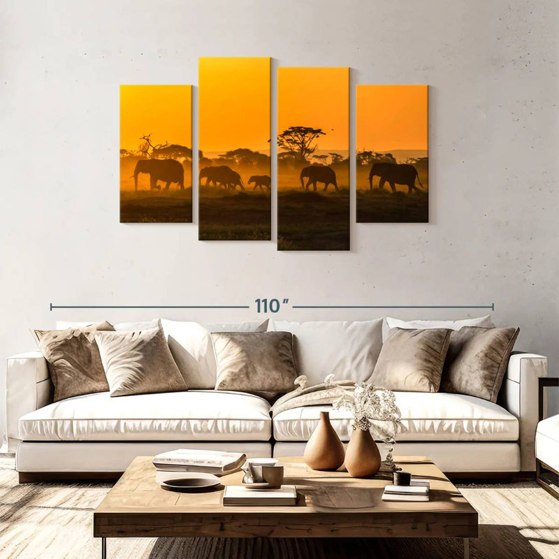 Amboseli Elephants, 48" H x 75" W