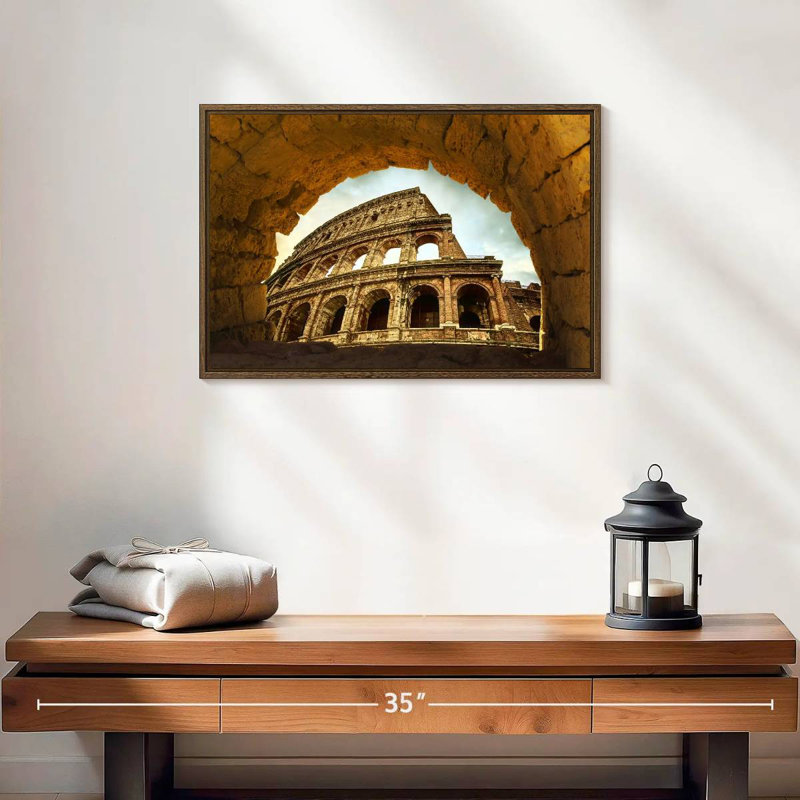 Historic Colosseum In Rome, 19" X 13", Floating Frame Walnut