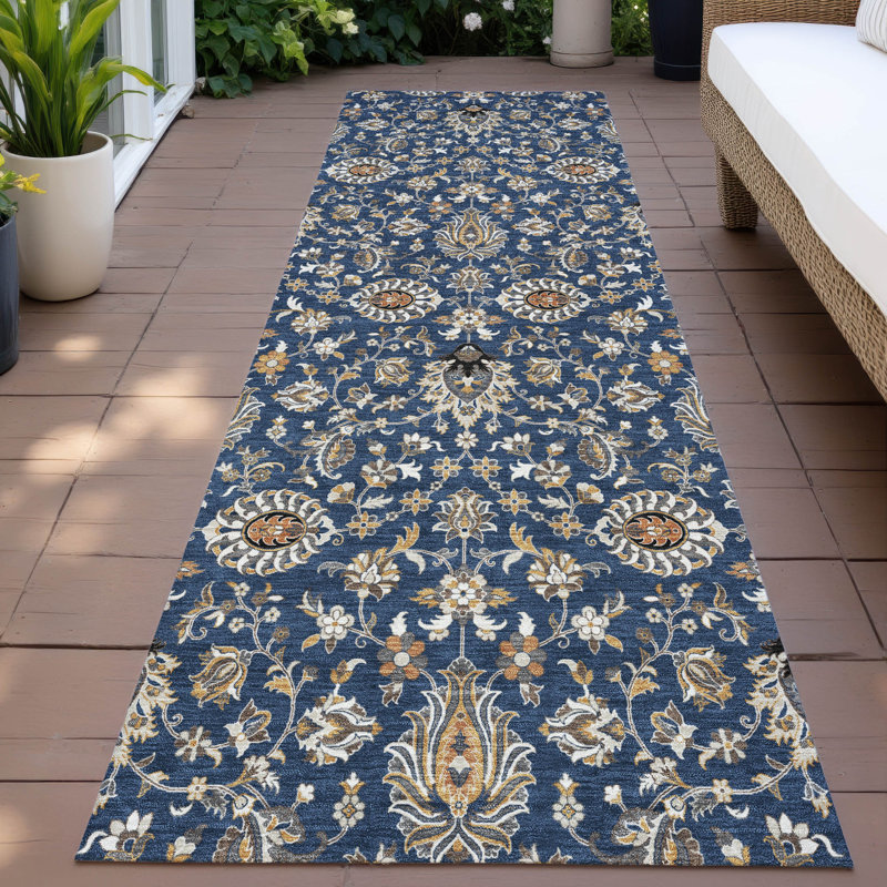 Machine Washable Indoor/Outdoor Husby ACN2192 Global Rug, Runner 2'3" x 7'6"