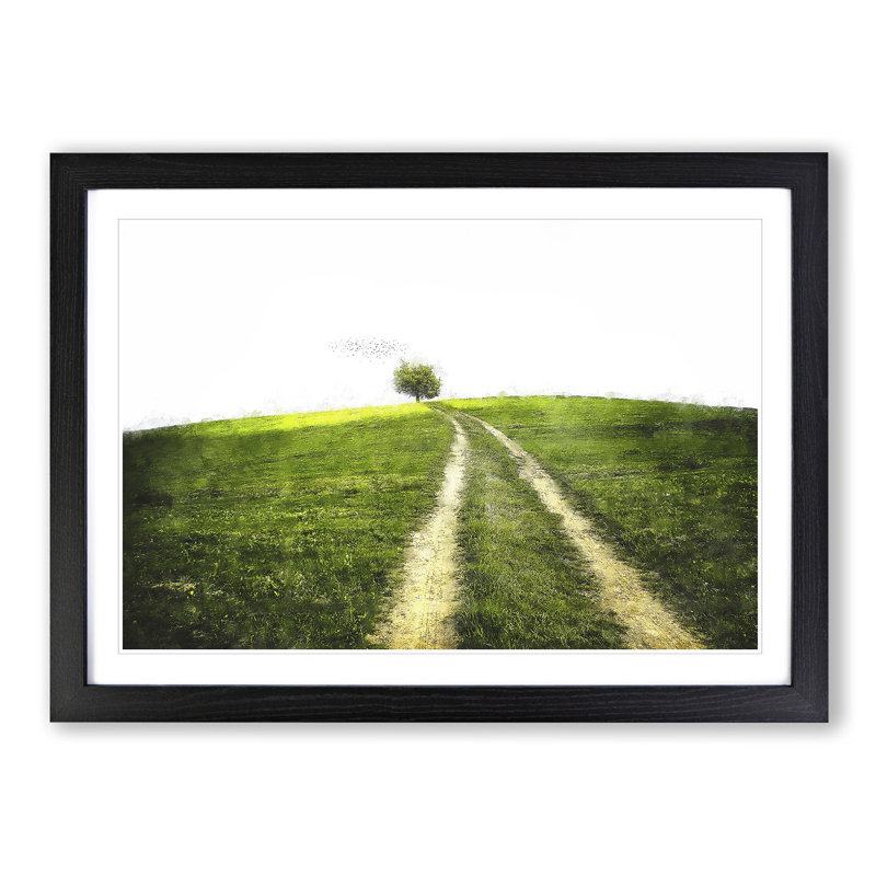 Path to a Lone Tree 1 Piece Single Picture Frame Wall Art on MDF, 24cm H x 33cm W x 2cm D, Black
