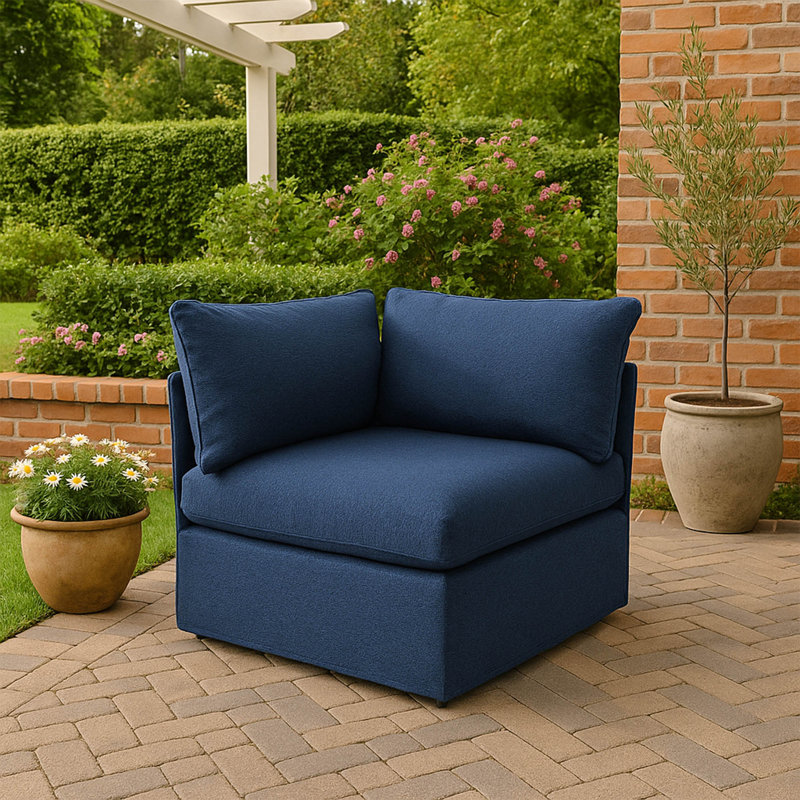 Chaise d'angle d'extérieur Flexiform, bleu, Tissu bleu