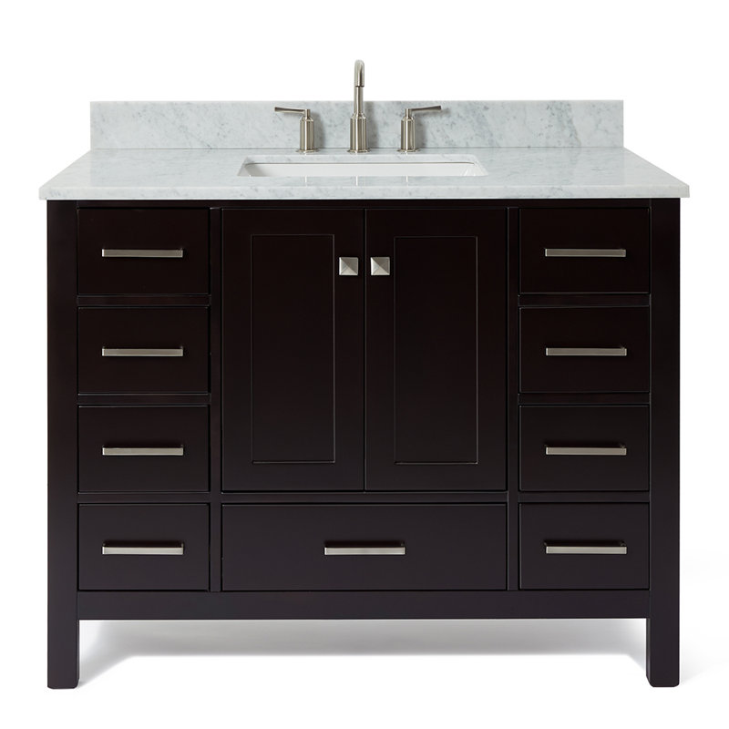 Ensemble de meuble-lavabo simple Flynt, Forme rectangulaire, Espresso / nickel brossé, L 43 po