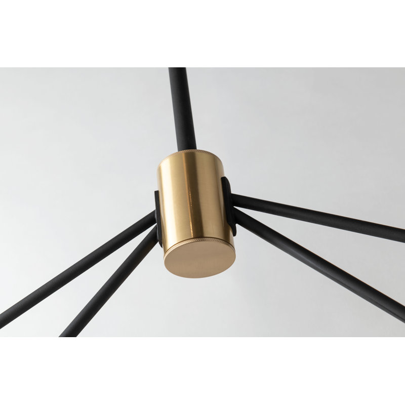 Raef 1 - Light Textured Bronze Brushed Brass Single Pendant, 73.25" H x 9.50" W x 9.50" D, Black/Gold