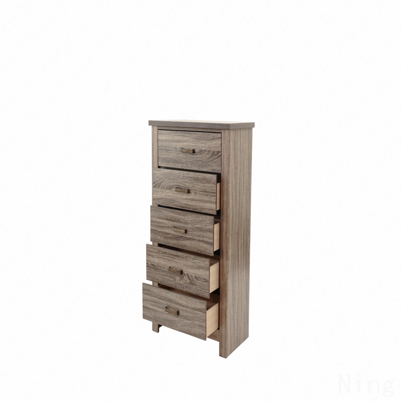 Mobilier de chambre à coucher avec tiroirs en bois naturel à finition naturelle chêne gris rustique / brun