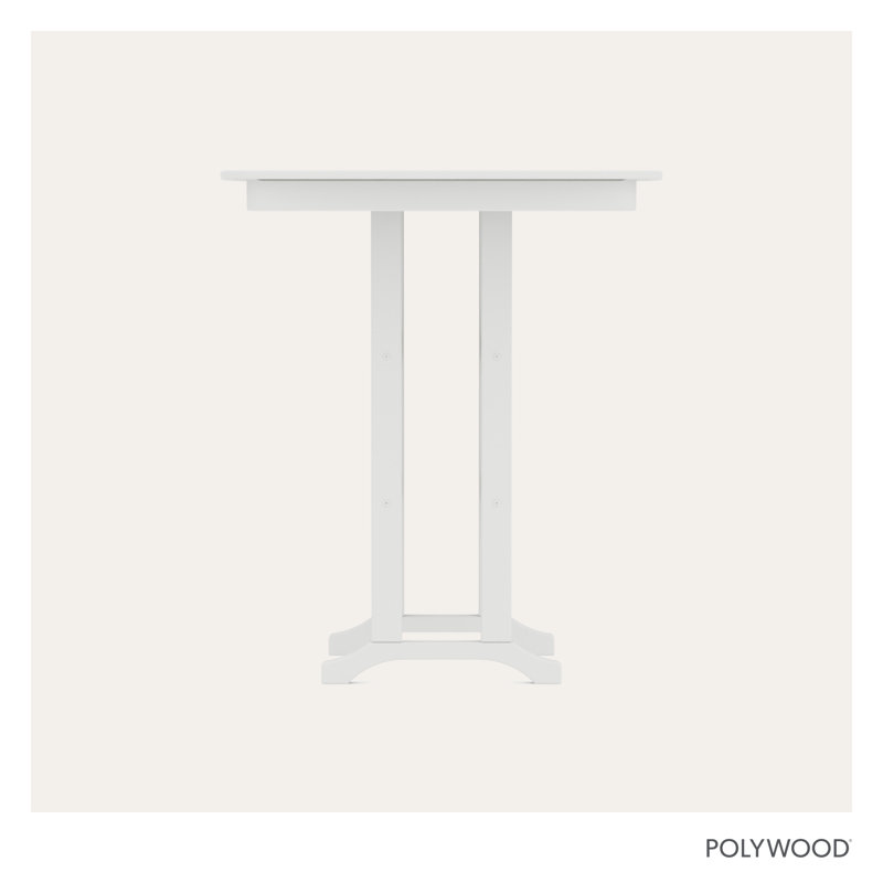 POLYWOOD Nautical Bar Table, White, 36.75" W x 36.75" L x 42" H