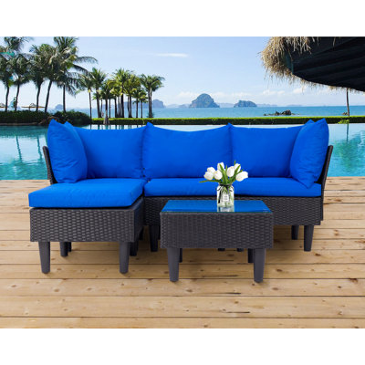 Dornisha 4 - Person Patio Conversation Set with Cushions
