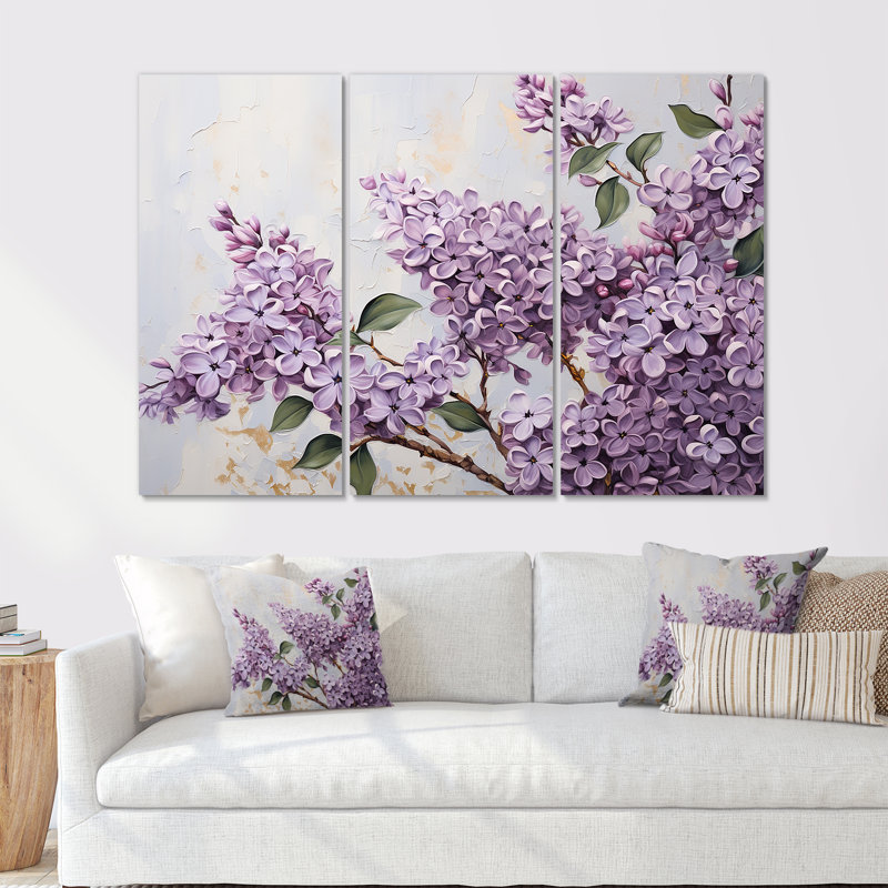 Pastel Lilac Dreams VII - Lilas, ensemble d'art mural, H 28 po x l 36 po x P 1 po, Toile tendue