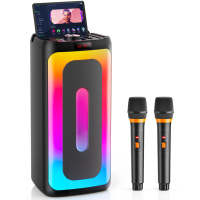 Karaoke Machine With 2 Wireless Microphones   Support Usb/Tf Card/Aux In   Portable Bluetooth 5.3 Karaoke Speaker For Adults   Pa System Speaker For Gatherings,Home Party,Outdoor,Camping