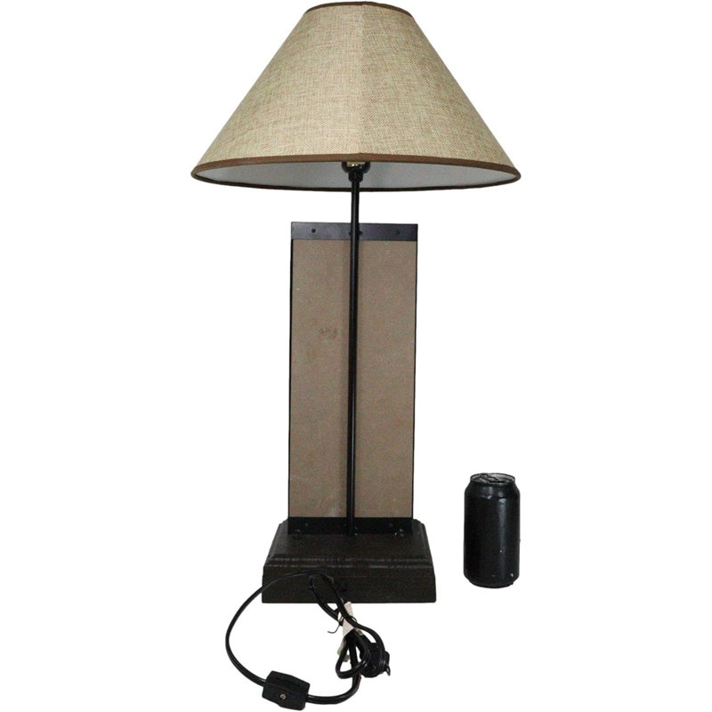 Rustic Western Pinecones On Branch Forest Wood Metal Bedside Desktop Table Lamp