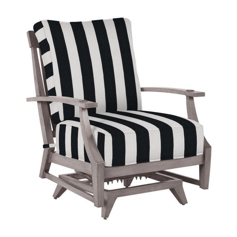 Croquet Aluminum Spring Lounge - Oyster, Welt, Oyster, Cabana Midnight Stripe Sunbrella®