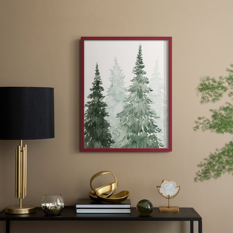 Impression encadrée Winter Washed Coppice II - bois massif, Cadre rouge, H 11 po x l 9 po