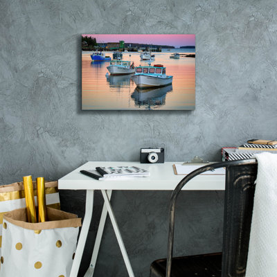 «Reflections At Dusk In Bernard Harbor» par Rick Berk, art mural sur toile
