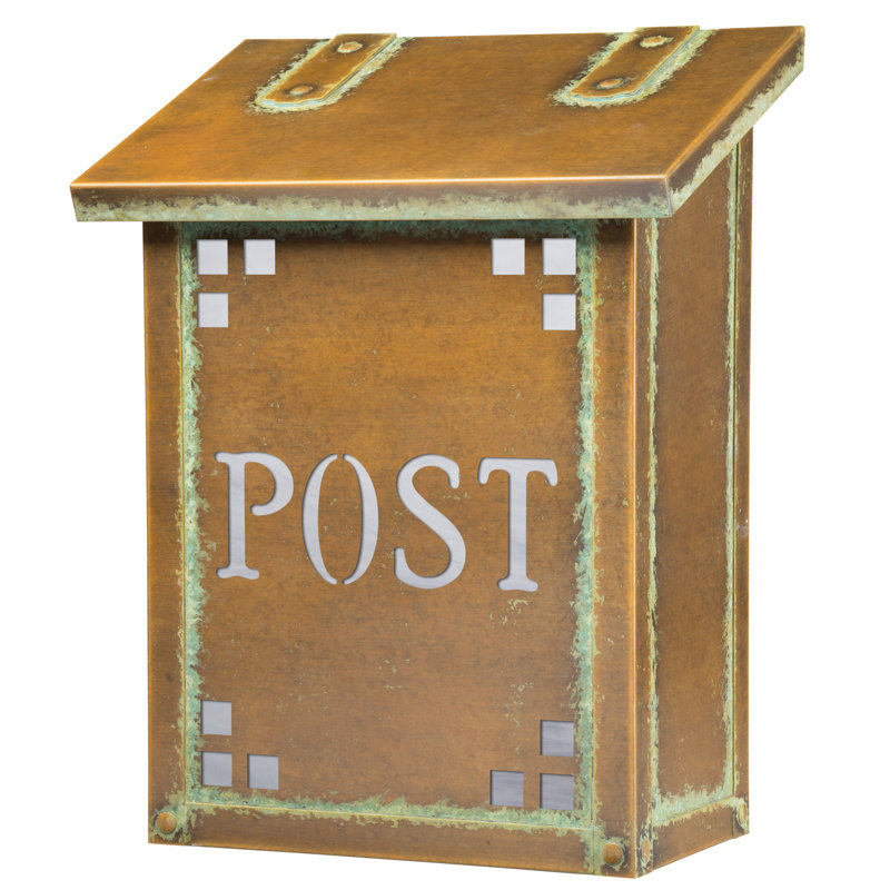 Pasadena Brass Wall Mounted Mailbox, Architectural Bronze, Wispy White