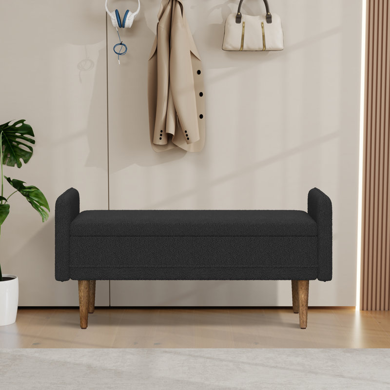 Upholstered Storage Bench, Black
