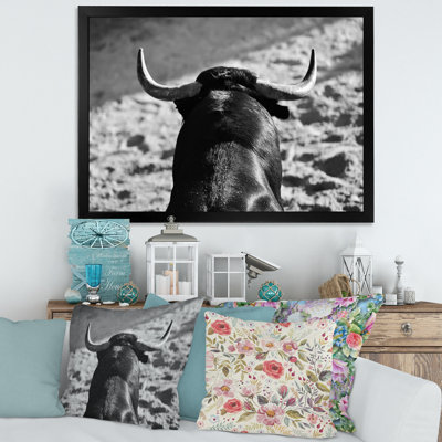 Portrait monochrome d'un taureau espagnol II - photographie sur toile