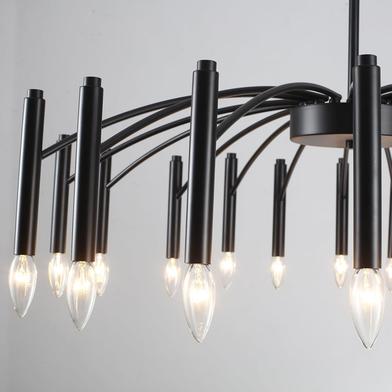 Lustre à intensité variable 18 lumières Apogeeville, Noir mat