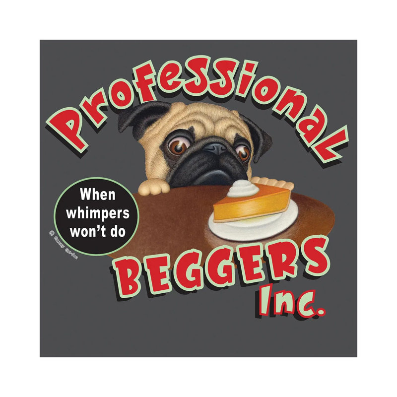 Pug Professional Begger - Wrapped Canvas Print, 30.48 cm H x 30.48 cm W