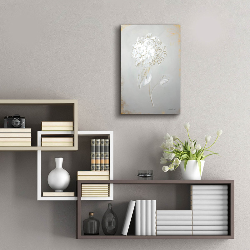  'White Floral Sketch 1' by Danhui Nai Acrylic Glass Wall Art, 24" x 36", 24" H x 16" W x 0.2" D
