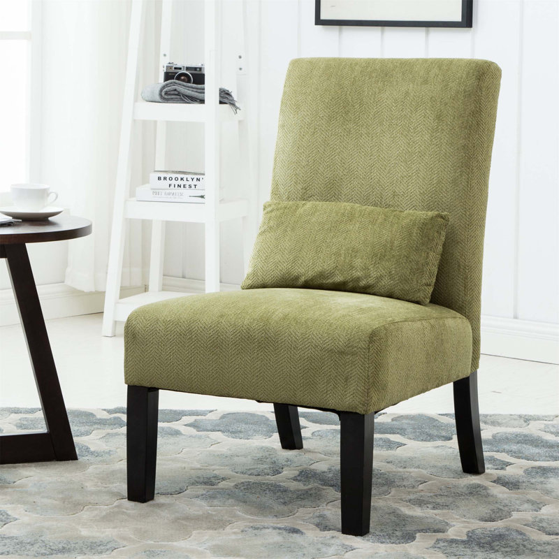 Pisano Contemporary Chenille Fabric Armless Accent Chair With Pillow, Perfect For Modern Comfort And Versatile Design