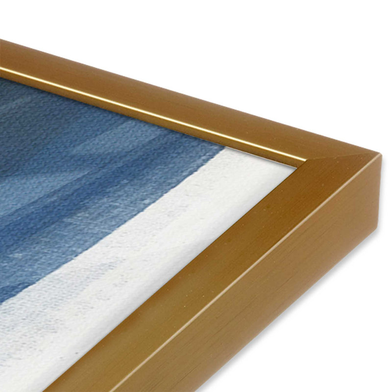 Azure Brush Waltz I, Single Picture Frame Polished Gold, 21.25" H x 17.25" W