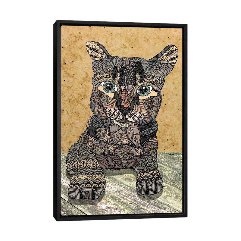« cat », impression sur toile tendue, H 26 po x l 18 po x P 1,5 po, Toile avec cadre noir, Pas de tapis