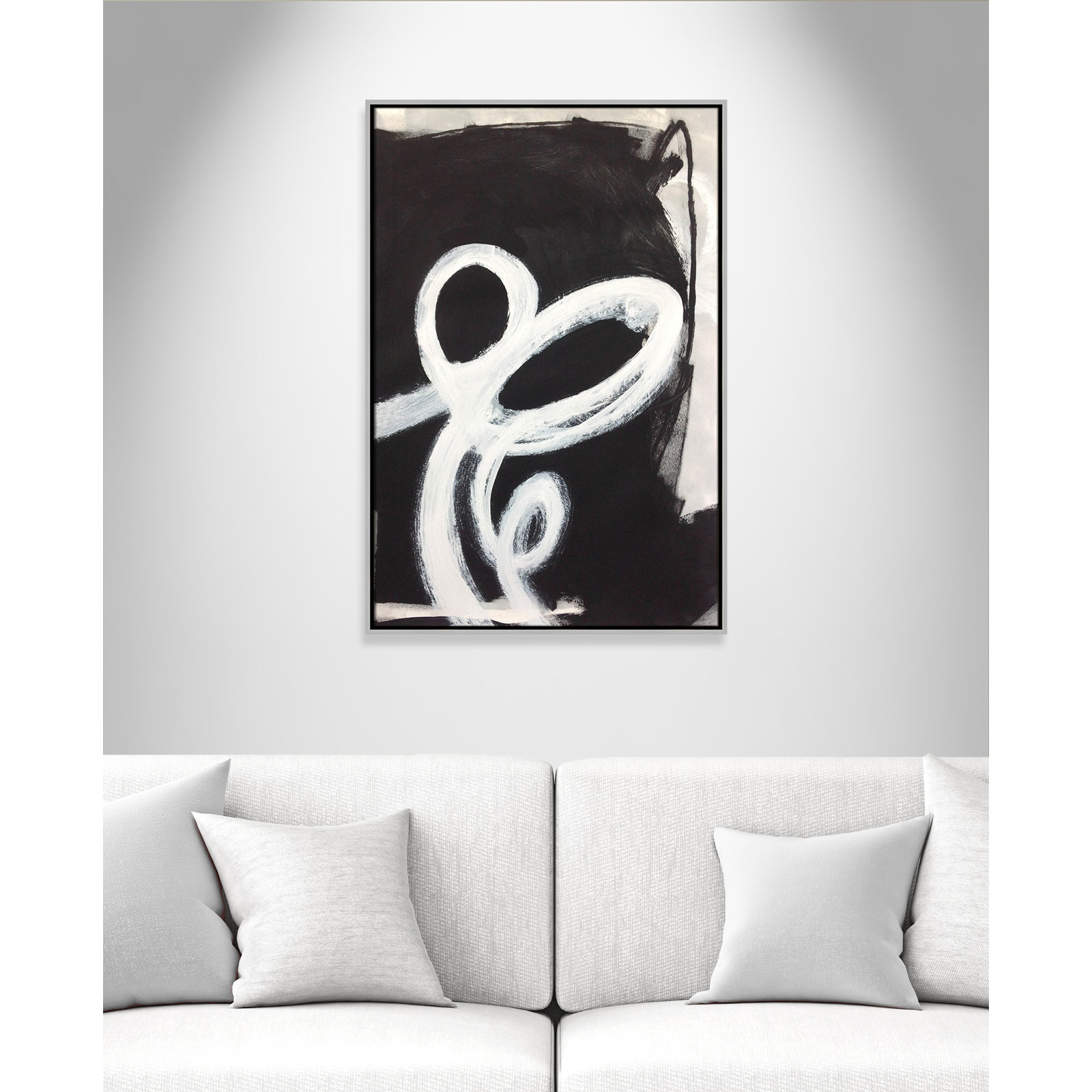 Bronte "Swirly Swirls II" Print, 37.5" H x 25.5" W x 2" D, Silver Floater Framed, No Mat