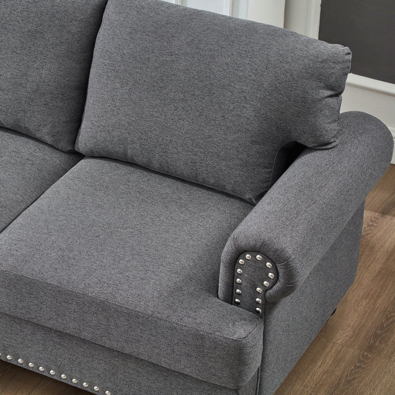 Canapé en tissu d'ameublement de 83 po, Grey Polyester
