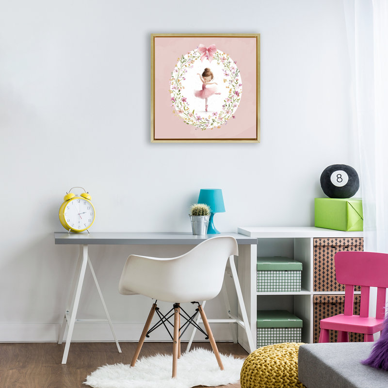 Cadre flottant Ballet Dancing Princess, design par Christine Simpson Art, Cadre flottant métallique doré, H 18 po x l 18 po