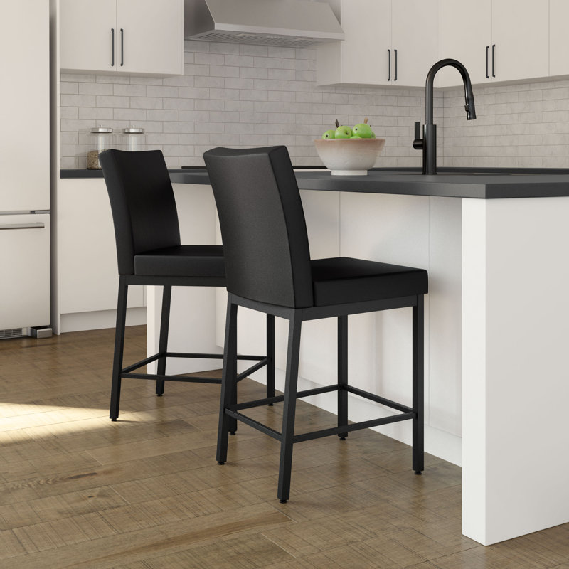 Tabouret de bar et de comptoir Driggers, Tabouret de comptoir (siège d'une hauteur de 26 p, Noir, Noir