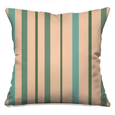 Green Beige Vertical Stripes Double Sided Throw Pillows
