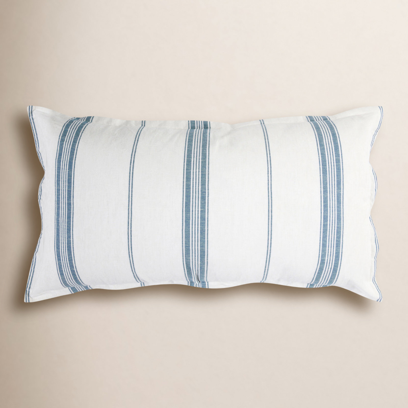Fleta Cotton Blend Shams, King, White/Blue Stripe