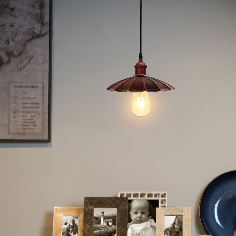 Contreras 1 - Light Painted Dome Pendant, Rustic Red, Yes, LED