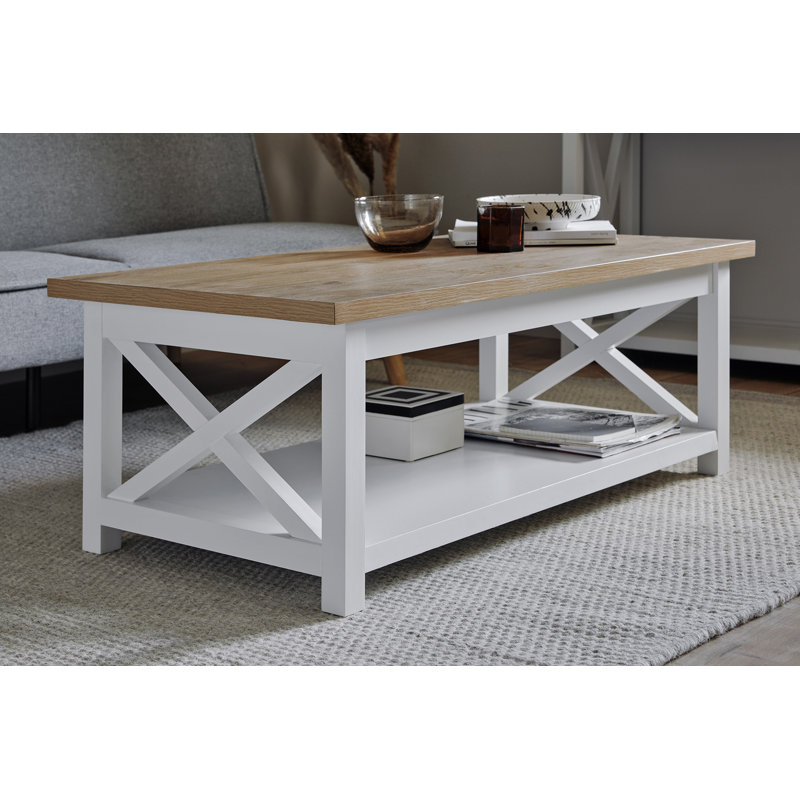 Epping Four Leg Coffee Table with Storage, Brown/White