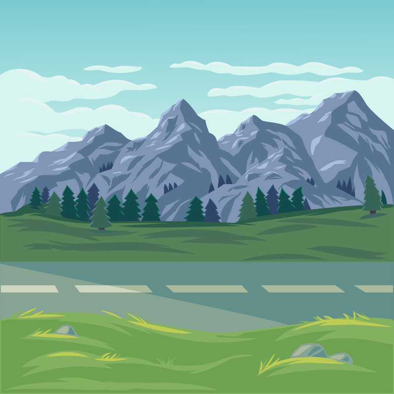 Vector Illustration Of A Mountain Landscape by VectorPocket - Wrapped Canvas Print, 30cm H x 30cm W