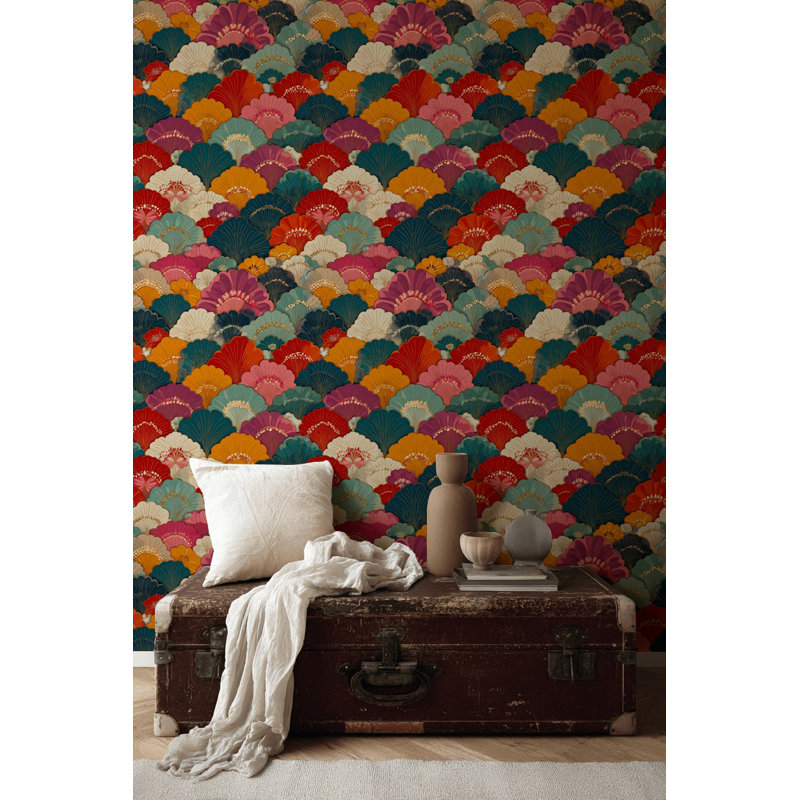 Papier peint éclectique floral Art Deco