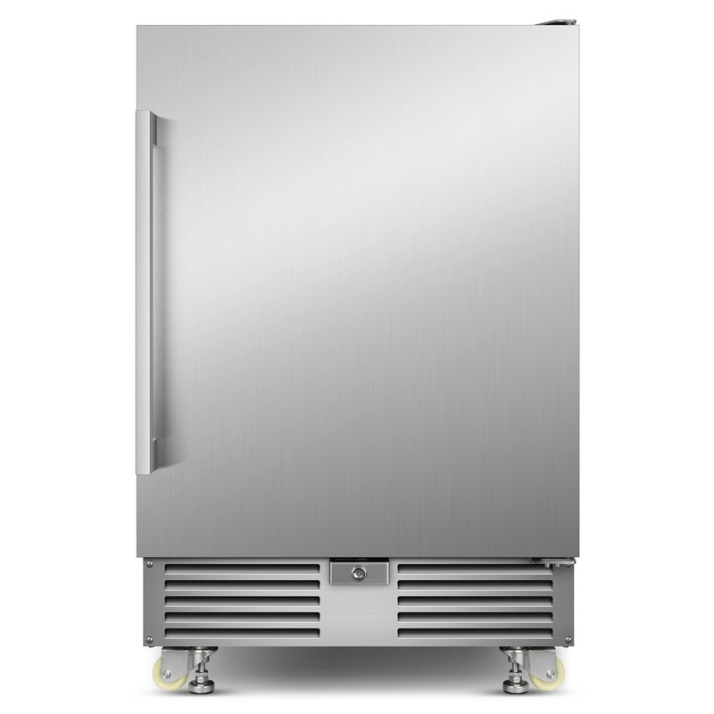 24“W 190 Cans Outdoor Stainless Steel Beverage Refrigerator with LED Lighting, Removable Shelves, and Temperature Memory - IPX4 Waterproof, Rust-Resistant, Built-In or Freestanding for Home/Commercial Use