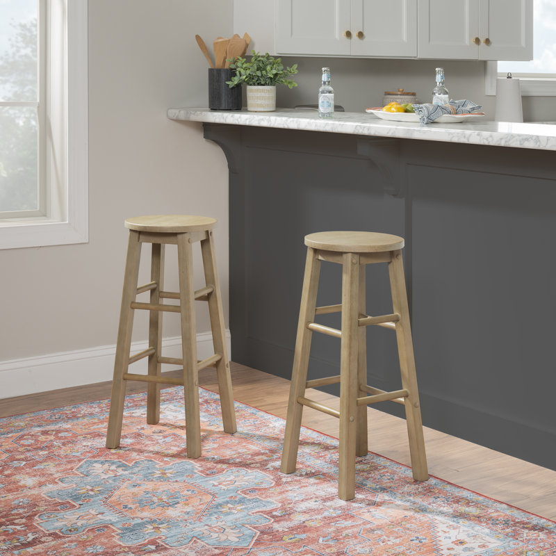 Bernistine Solid Wood Counter/Bar Stool, Bar Stool (29" Seat Height), Graywash
